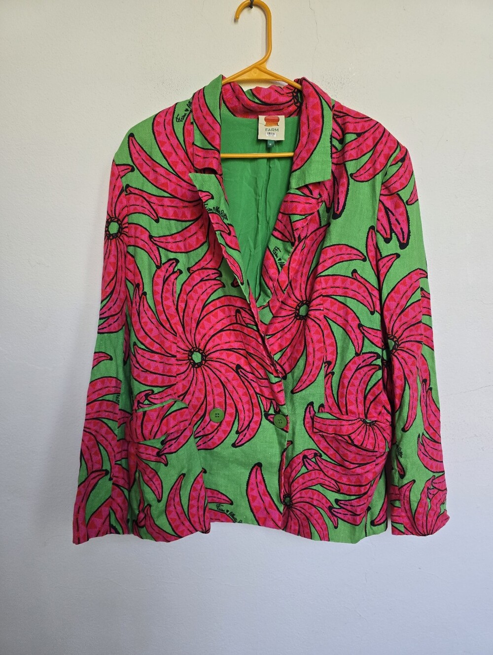 FARM Rio Banana Alberto Pitta Linen Blend Floral Blazer Jacket M - Picture 5 of 17